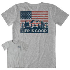 Women's Flag Mountain Scene Short Sleeve Crusher Tee