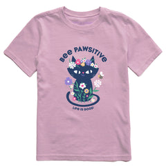 Kids Bee Pawsitive Flower Crown Kitty Short Sleeve Crusher Tee