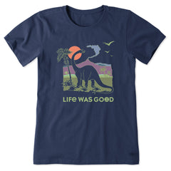 Women's Dinosaur Life was Good Short Sleeve Crusher Tee