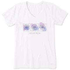 Women's Grow Your Own Way Flowers Short Sleeve Crusher Vee