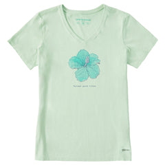 Women's Good Vibes Hibiscus Short Sleeve Crusher Vee