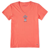 Women's Half Full 3 Daisies Short Sleeve Vee