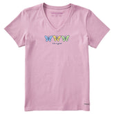 Women's 3 Butterflies Short Sleeve Crusher Vee