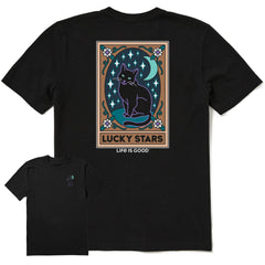 Men's Lucky Stars Black Cat Tarot Short Sleeve Crusher Tee