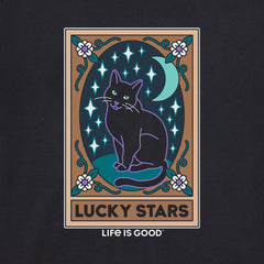 Men's Lucky Stars Black Cat Tarot Short Sleeve Crusher Tee