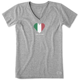 Women's Italy Heart Short Sleeve Vee