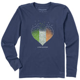 Women's Irish Heart Shamrock Fade Long Sleeve Crusher Tee