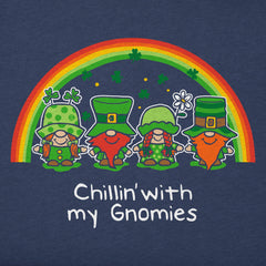 Women's Leprechaun Rainbow Chillin' Gnomes Short Sleeve Crusher Tee