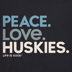 Men's Peace. Love. Huskies. Short Sleeve Tee