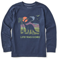 Kids Dinosaur Life was Good Long Sleeve Crusher Tee