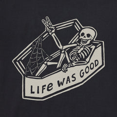 Men's Life Was Good Skeleton Short Sleeve Crusher Tee