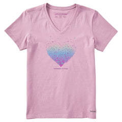 Women's Kindness is Free Evaporating Heart Short Sleeve Vee