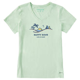 Women's Happy Hour Palm Sunset Short Sleeve Vee