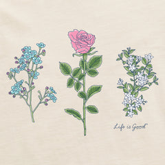 Women's 3 Botanical Rose Jasmine Short Sleeve Crusher Tee
