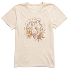 Women's Keys To Happiness Owl Short Sleeve Crusher Tee