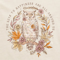 Women's Keys To Happiness Owl Short Sleeve Crusher Tee