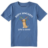 Kids Happy Howlidays Golden Dog Short Sleeve Crusher Tee