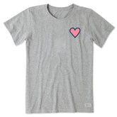 Women's Heart Simple Short Sleeve Crusher Tee