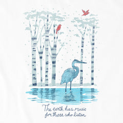 Women's Heron in Snowy Woods Short Sleeve Crusher Tee