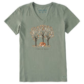 Women's I Like it Here Fox Short Sleeve Crusher Vee