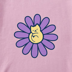 Women's Cat Flower Short Sleeve Crusher Vee