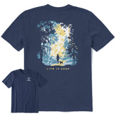 Men's Hiker w Sunbeams in the Woods Short Sleeve Crusher Tee