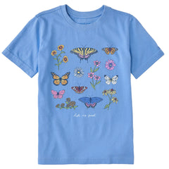 Kids Butterflies and Wildflowers Short Sleeve Crusher Tee