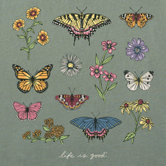 Women's Butterflies and Wildflowers Short Sleeve Crusher Tee