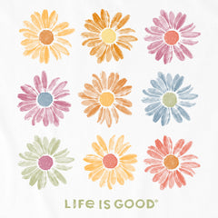 Women's Grid of Painted Daisies Long Sleeve Crusher Tee