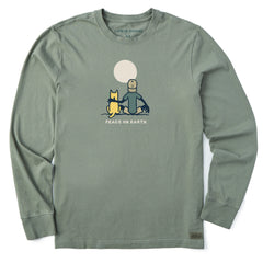 Men's Jake & Rocket Moon Peace Long Sleeve Crusher Tee