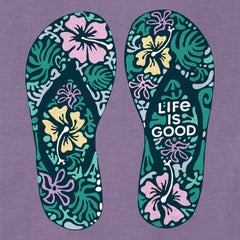 Women's Hibiscus Flip Flops Short Sleeve Crusher Tee