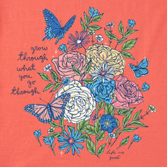 Women's Grow Through Butterfly Flowers Short Sleeve Crusher Tee