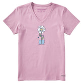 Women's Daisy Jar Short Sleeve Crusher Vee
