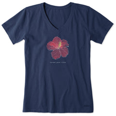 Women's Good Vibes Hibiscus Short Sleeve Crusher Vee