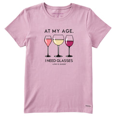 Women's I Need Glasses Wine Short Sleeve Tee