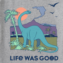 Kids Dinosaur Life was Good Long Sleeve Crusher Tee