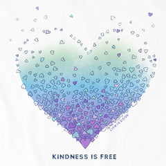 Women's Kindness is Free Evaporating Heart Long Sleeve Crusher Tee