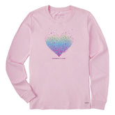 Women's Kindness is Free Evaporating Heart Long Sleeve Crusher Tee