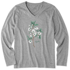Women's Antique Plum Blossom Painting Long Sleeve Crusher Vee