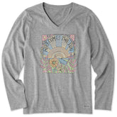 Women's Here Comes The Sun Hippie Long Sleeve Crusher Vee