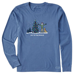 Women's Joy to the World Jake & Rocket Long Sleeve Crusher Tee