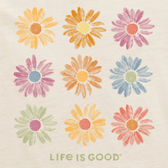 Women's Grid of Painted Daisies Short Sleeve Crusher Tee
