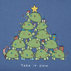 Men's Take it Slow Turtle Xmas Tree Long Sleeve Crusher Tee