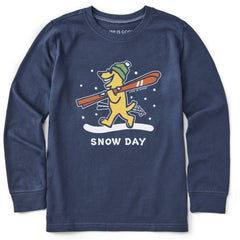 Kids Rocket Ski Snow Day Long Sleeve Crusher Tee
