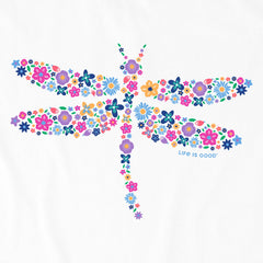 Women's Dragonfly Flowers Long Sleeve Crusher Tee