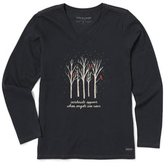 Women's Cardinals Appear Birch Trees Long Sleeve Crusher Vee