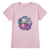 Women's Hibiscus-scape Short Sleeve Vee