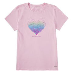 Women's Kindness is Free Evaporating Heart Short Sleeve Tee