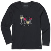 Women's I Need Wine Glasses Long Sleeve Crusher Vee