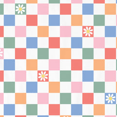 Toddler Daisy Checkerboard Pattern Short Sleeve Crusher Tee